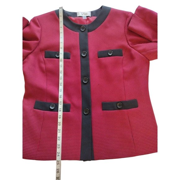 Le Suit Blazer Womens 12 Houndstoothe Button Up Office Professional Holiday - Picture 11 of 16